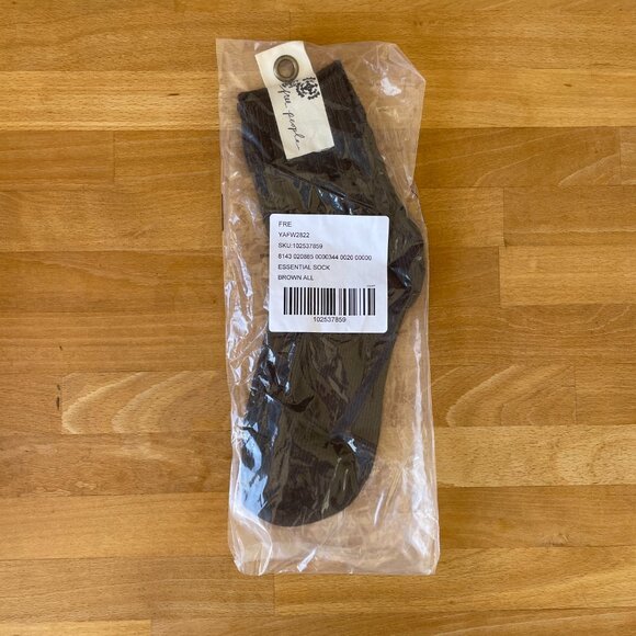 FREE PEOPLE Essential Socks Sock Cotton Cable Knit Brown OS - Picture 3 of 4